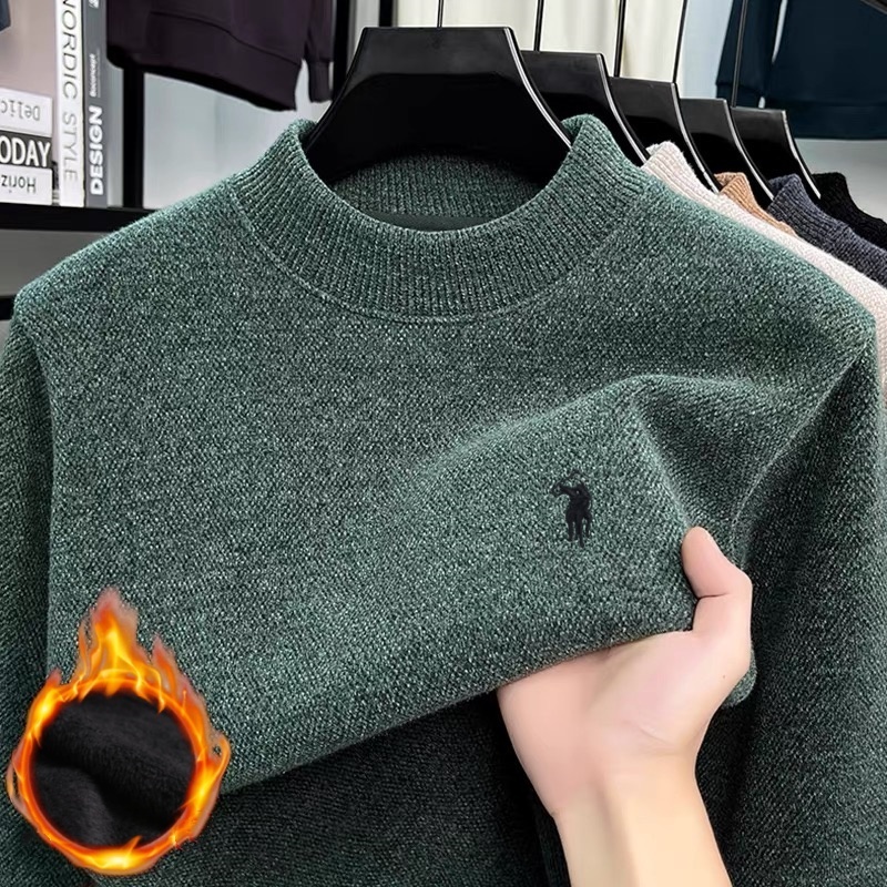 Thermal Long John - 個性的なメンズ精緻ブランドポールクラシック刺繍快適ニットセーター秋冬新作ビロード保温長袖