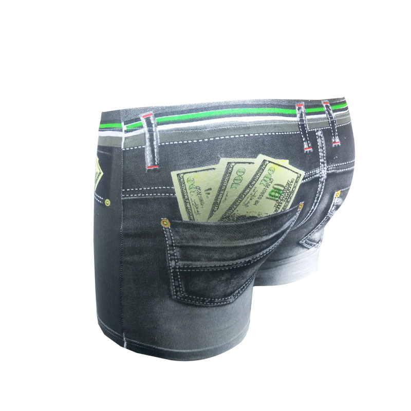 3ピース/ロット男性ボクサーショーツデニムプリント綿の下着ト - Multi Pack Underwear のレビューと価格