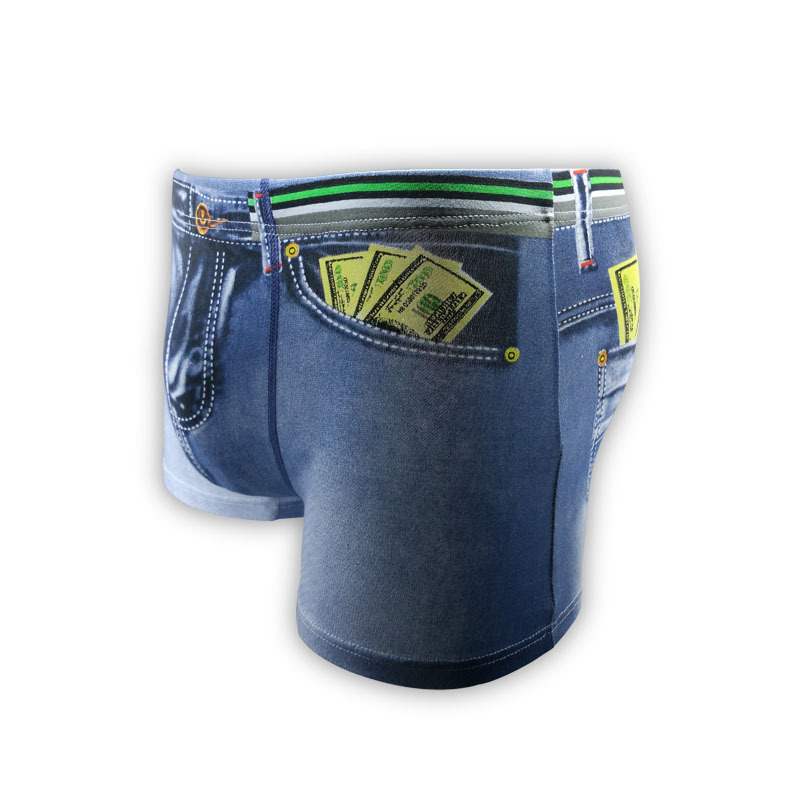 3ピース/ロット男性ボクサーショーツデニムプリント綿の下着ト - Multi Pack Underwear のレビューと価格