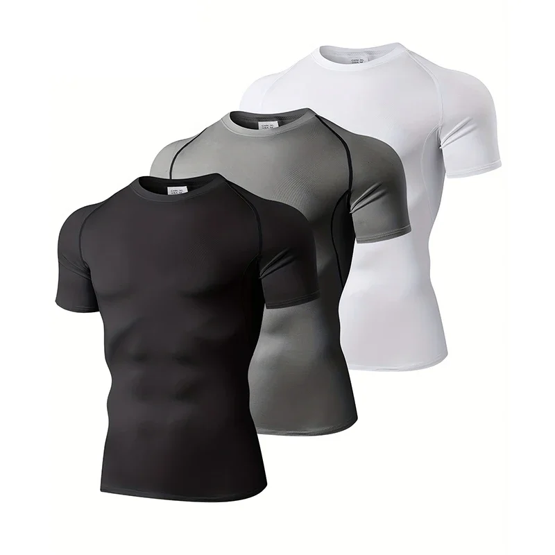 1/3 パックメンズ圧縮服夏タイツ Tシャツ速乾性スポーツウ - T Shirt Tight Fit のレビューと価格